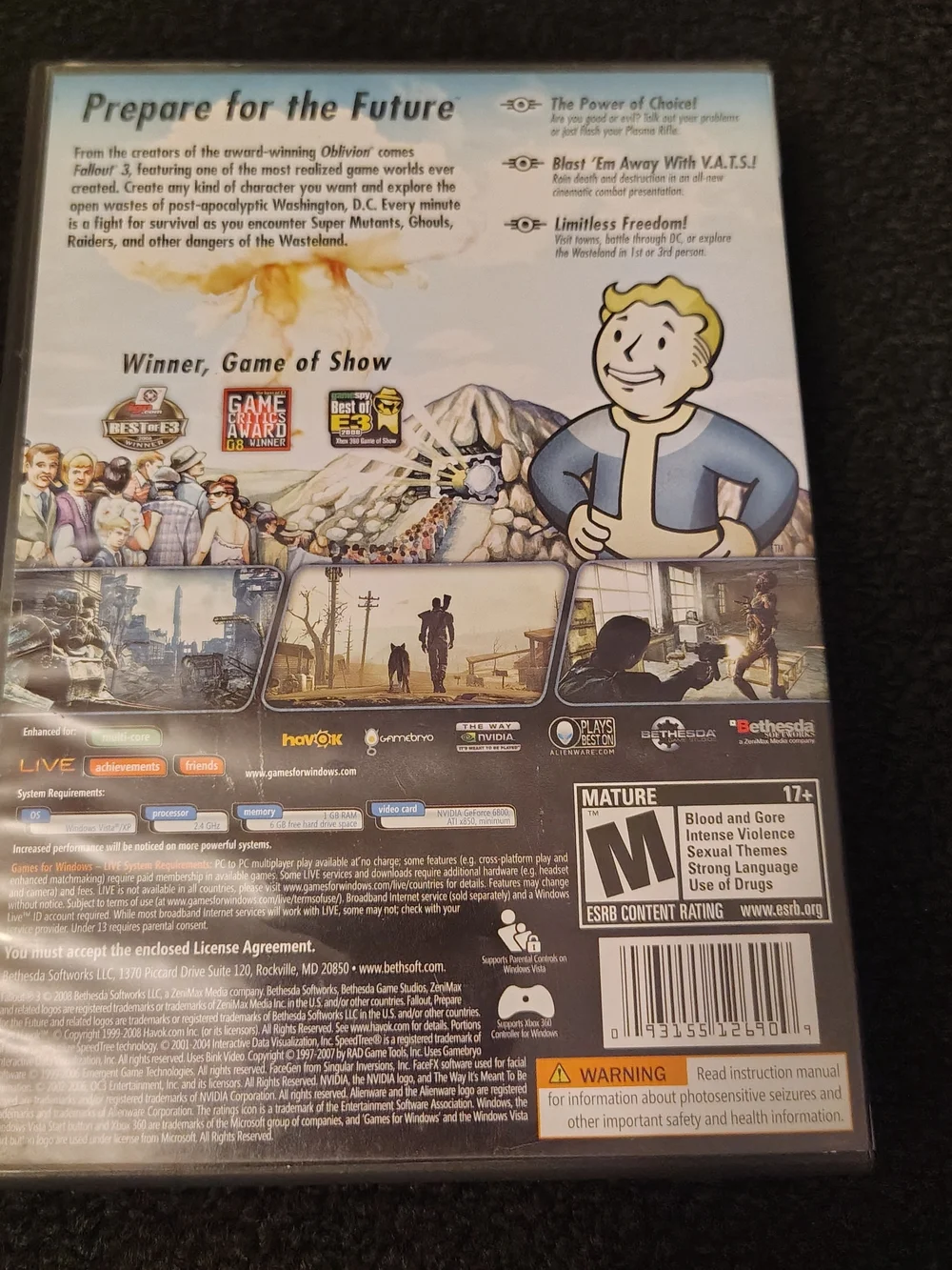 Fallout 3 PC Video Game PC DVD Games For Windows 2008 w/ Dwellers Survival Guide